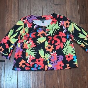 La Vita Bright Colorful Floral 2 Button Blazer size XL